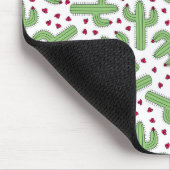 Illustrierter Kaktus u. rosa Blumen-Muster Mousepad (Ecke)