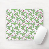 Illustrierter Kaktus u. rosa Blumen-Muster Mousepad (Mit Mouse)