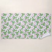 Illustrierter Kaktus u. rosa Blumen-Muster Strandtuch (Vorderseite)