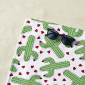 Illustrierter Kaktus u. rosa Blumen-Muster Strandtuch (Beispiel)