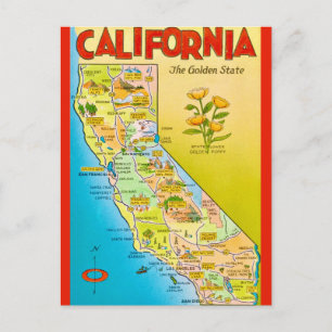 Illustrierter kalifornischer Staat Postkarte