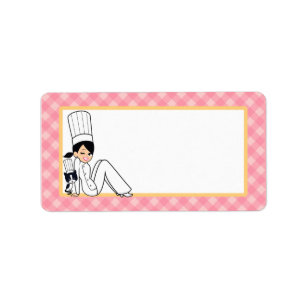 Illustrierter Kochs-Fahrrad-Aufkleber im Medium Adressaufkleber