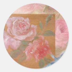 illustrierter Kosmetikaufkleber für Kolibris-Rose Runder Aufkleber