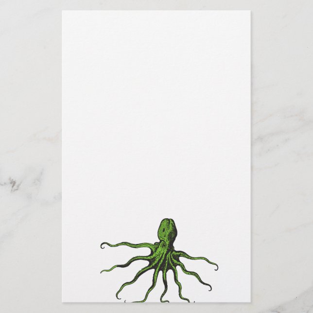 Illustrierter Kraken, grün und schwarz (Vorderseite)