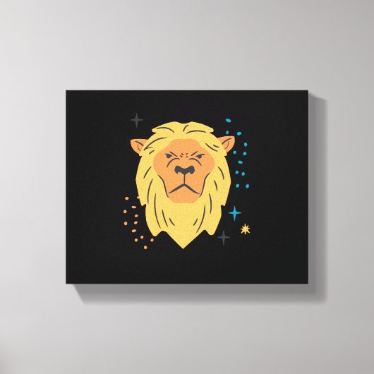 Illustrierter Lion Head Leinwanddruck (Vorderseite)