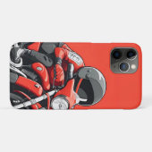 Illustrierter Mann reiten Retro Red Motorrad Case-Mate iPhone Hülle (Rückseite (Horizontal))