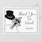 Illustrierter Minimalistischer B/W-Script-Wedding- Postkarte (Vorderseite)