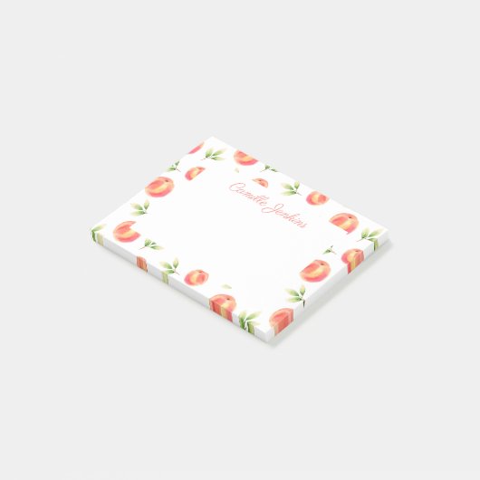 Illustrierter Name personalisiert Peach Post-it Klebezettel (angewinkelt)