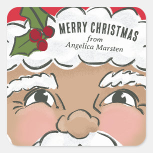 Illustrierter Niedlicher Weihnachtsfeiertag Quadratischer Aufkleber