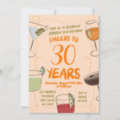 Illustrierter Orange Cocktail Geburtstag Einladung (Vorderseite)