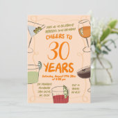 Illustrierter Orange Cocktail Geburtstag Einladung (Stehend Vorderseite)