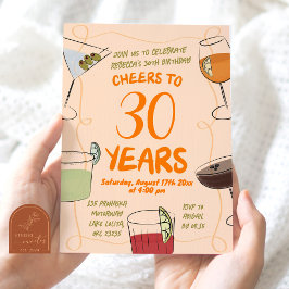 Illustrierter Orange Cocktail Geburtstag Einladung