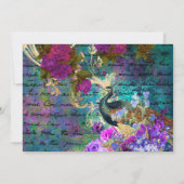 Illustrierter Pfau & Blume Geburtstag Einladung (Rückseite)