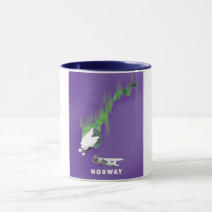 Illustrierter Poster mit Karte von Norwegen. Tasse