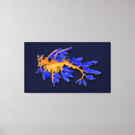 Illustrierter Seeadragon aus Gold und Blauer Leine Leinwanddruck