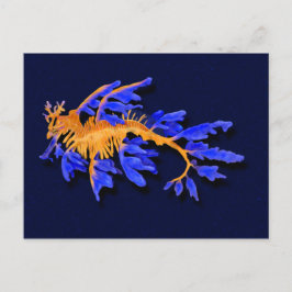 Illustrierter Seeadragon aus Gold und Blauer Leine Postkarte