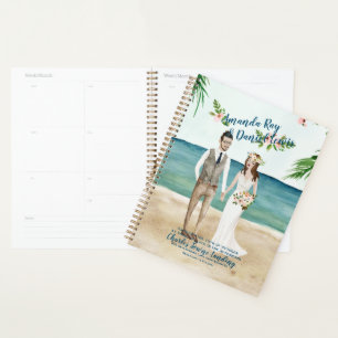 Illustrierter Strand Hochzeit Planer