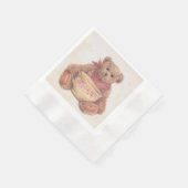 Illustrierter Teddybär mit Vintagem Teacup Serviette (Ecke)