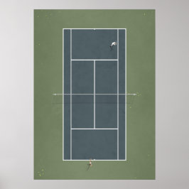 Illustrierter Tennisplatz von oben Poster