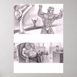 Illustrierter Vergleich physischer Fitness und Sed Poster