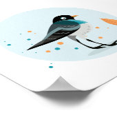 Illustrierter Vogel im Herbst Poster (Ecke)