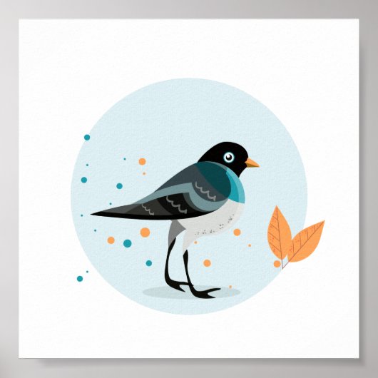 Illustrierter Vogel im Herbst Poster (Vorne)