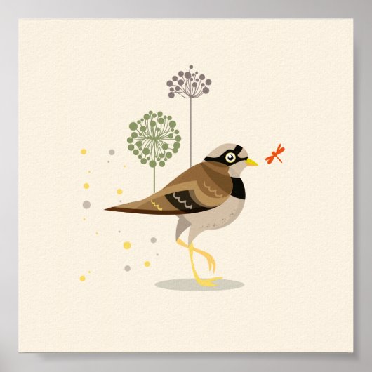 Illustrierter Vogel im Sommer Poster (Vorne)