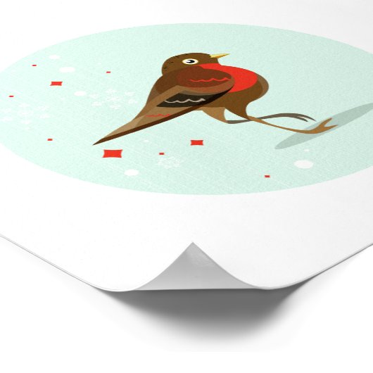 Illustrierter Vogel im Winter Poster (Ecke)