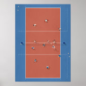 Illustrierter Volleyballplatz von oben Poster (Vorne)