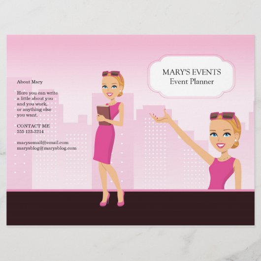 Illustrierter weiblicher Flyer - ungefaltet (Sie f (Vorne)