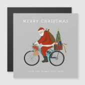 Illustrierter Weihnachtsmann - Fahrradfahren nach Magnetkarte (Vorne/Hinten)