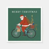 Illustrierter Weihnachtsmann - Fahrradfahren nach Serviette (Vorderseite)