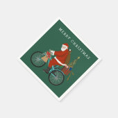 Illustrierter Weihnachtsmann - Fahrradfahren nach Serviette (Ecke)