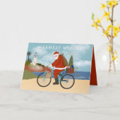 Illustrierter Weihnachtsmann im Rad Sommerurlaub Karte (Gelbe Blume)