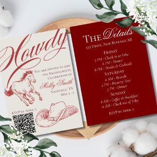 Illustrierter Western Roter Bachelorette Einladung