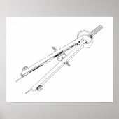 Illustrierter Zeichenkompass Poster (Vorne)