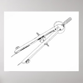 Illustrierter Zeichenkompass Poster