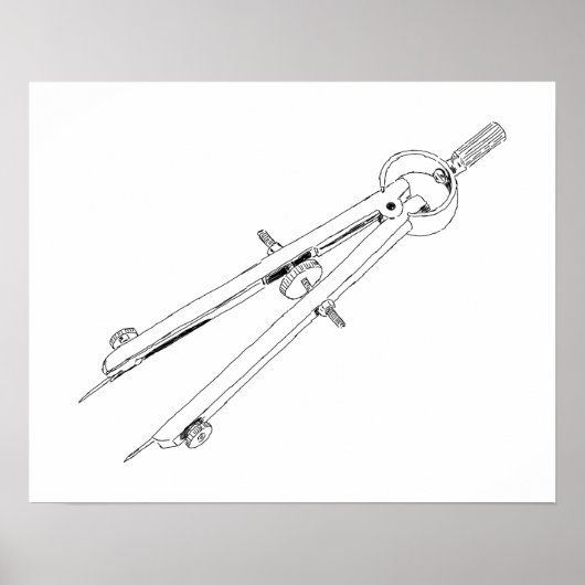 Illustrierter Zeichenkompass Poster (Vorne)