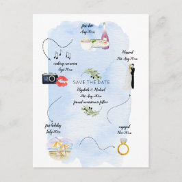 Illustrierter Zeitplan Save the Date Postkarte