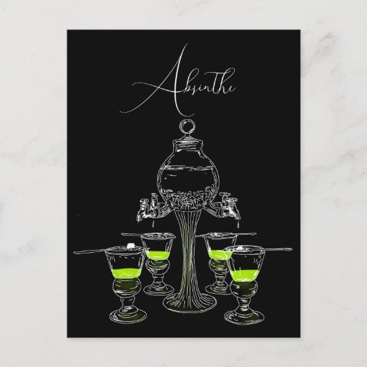 Illustriertes Absinthe-Set Postkarte (Vorderseite)