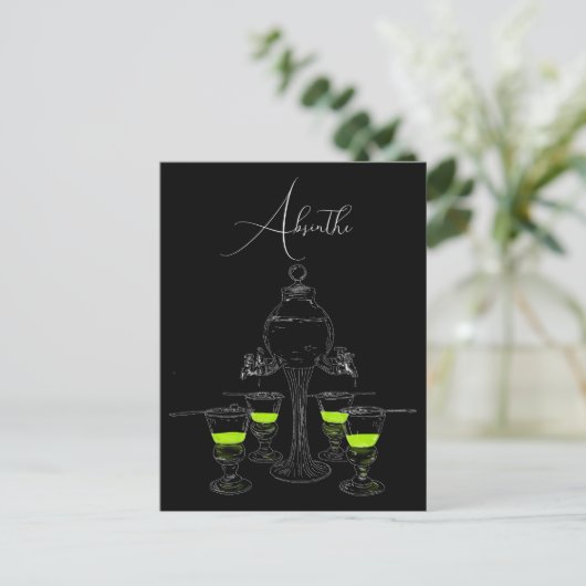 Illustriertes Absinthe-Set Postkarte (Stehend Vorderseite)