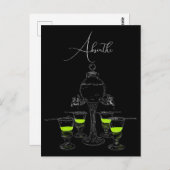 Illustriertes Absinthe-Set Postkarte (Vorne/Hinten)