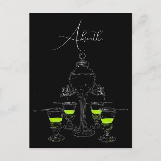 Illustriertes Absinthe-Set Postkarte (Vorderseite)