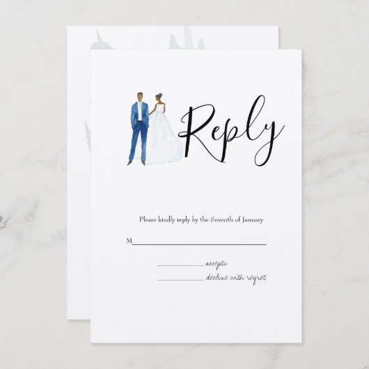 Illustriertes afroamerikanisches Ehepaar Begleitkarte (Vorne/Hinten)