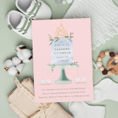 Illustriertes Baby Duschkuchen Einladung