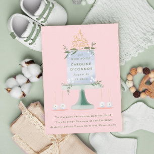 Illustriertes Baby Duschkuchen Einladung