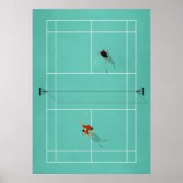 Illustriertes Badminton Court von oben Poster