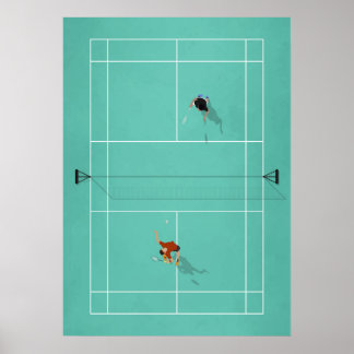 Illustriertes Badminton Court von oben Poster
