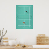 Illustriertes Badminton Court von oben Poster (Küche)
