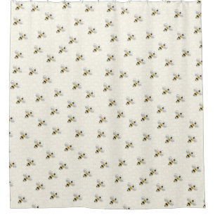 Illustriertes Bienenhonigbienengelbes Schwarzes In Duschvorhang